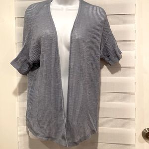 Loft blue/gray short sleeve open front cardigan. Size medium petite.